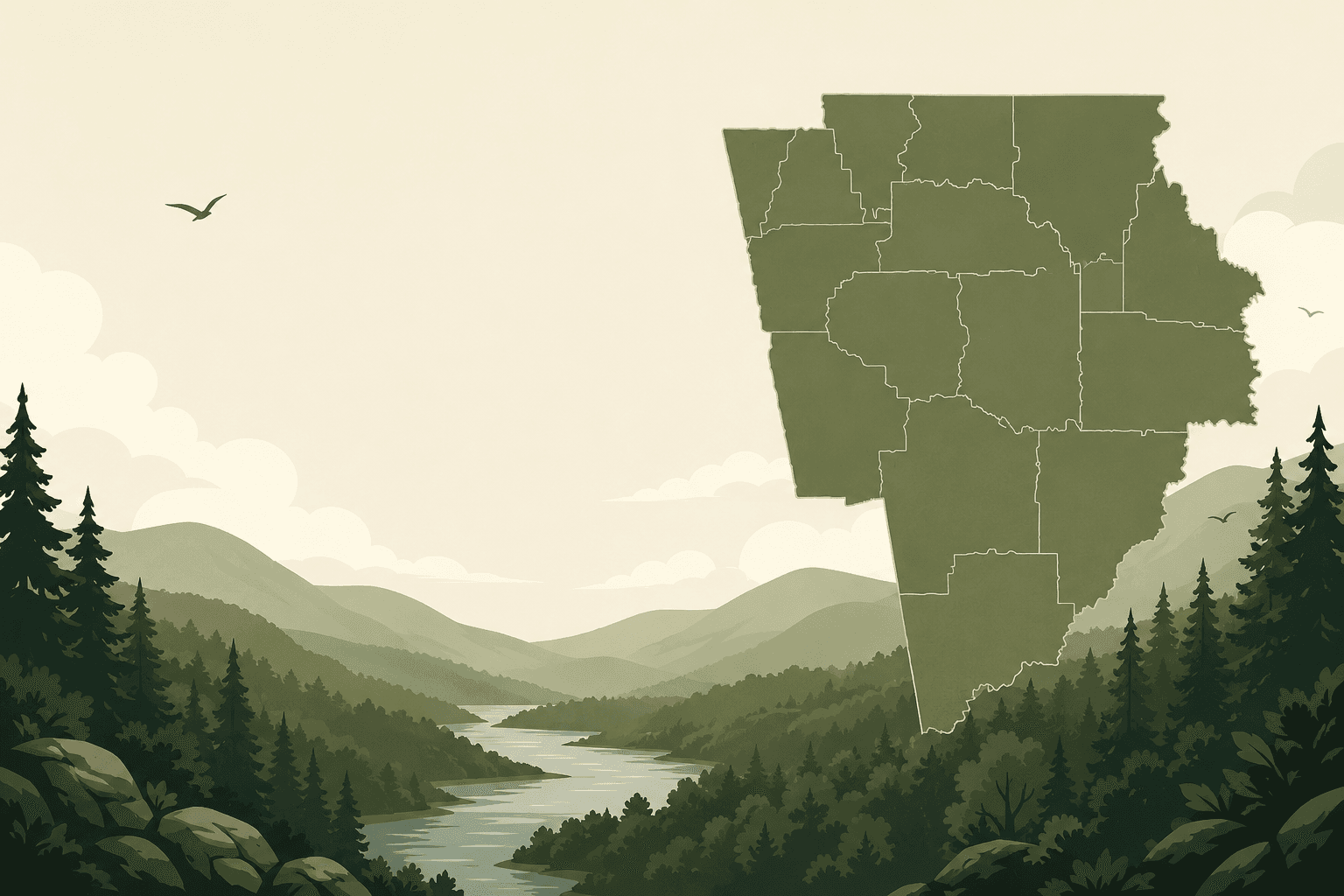 Illustrated map of the Northwest Georgia counties Professional Wildlife Solutions serves